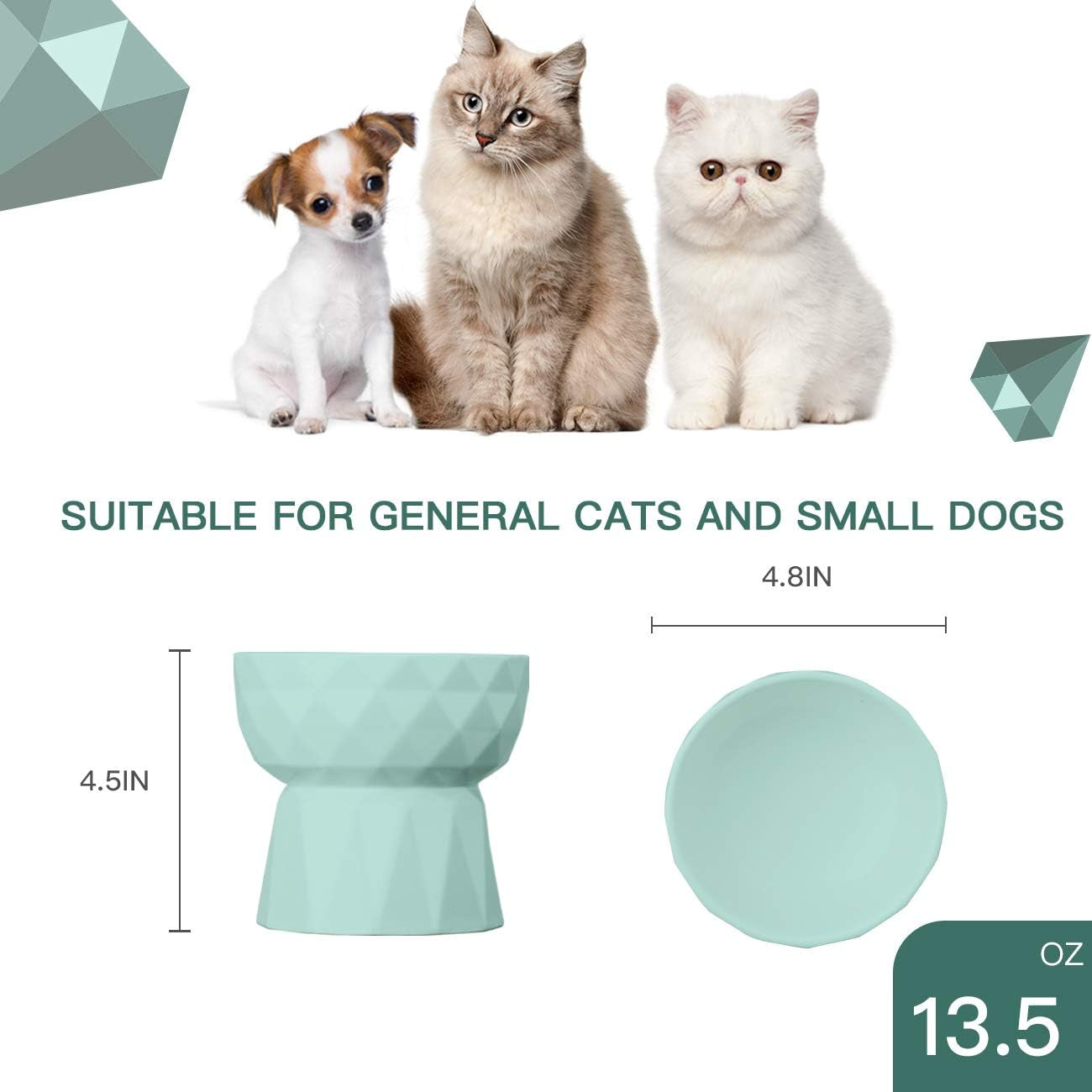 Raised Ceramic Cat Bowl Set for Food & Water