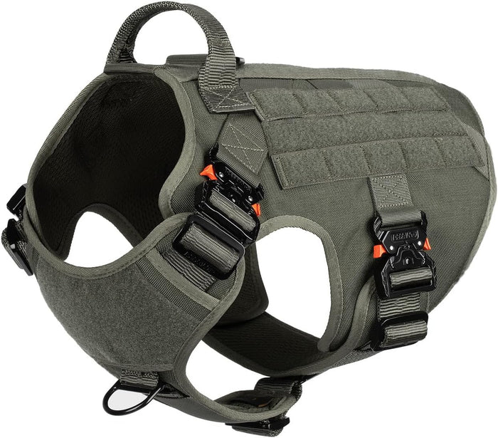 Heavy-Duty No-Pull Tactical Dog Harness with Handle – Adjustable MOLLE K9 Vest for Large Dogs