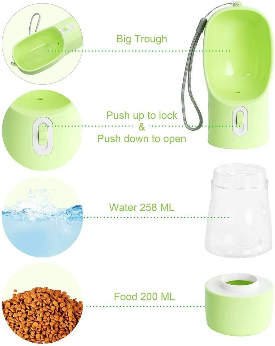 Leak-Proof Portable Dog Water Bottle – Travel Dispenser with Food Container