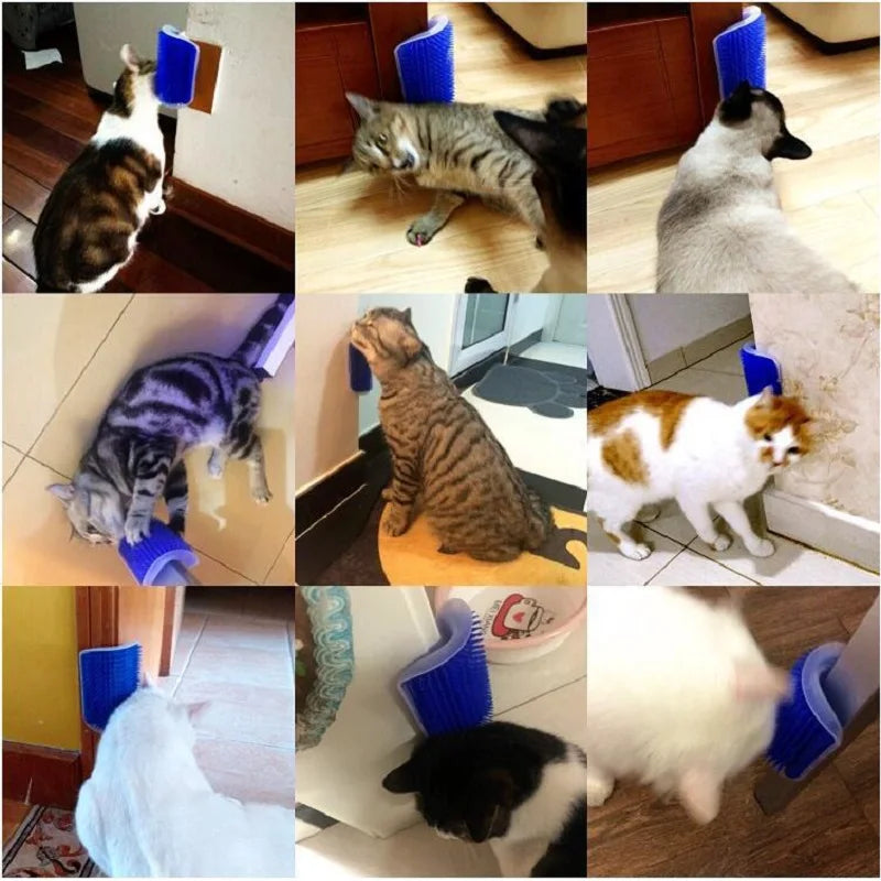 Self-Grooming Cat Scratcher & Massager – Removes Loose Fur While Your Cat Brushes Itself