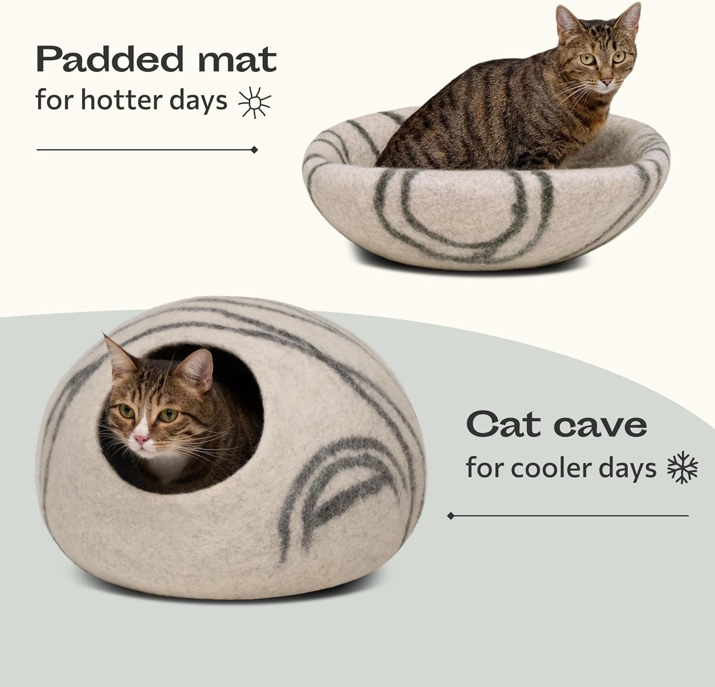 Premium Felt Cat Cave Bed – Handmade Wool Hideaway for Indoor Cats