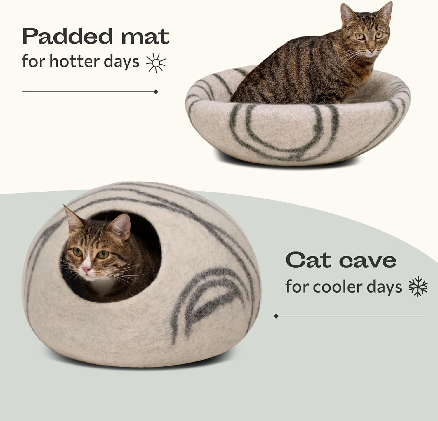 Premium Felt Cat Cave Bed – Handmade Wool Hideaway for Indoor Cats
