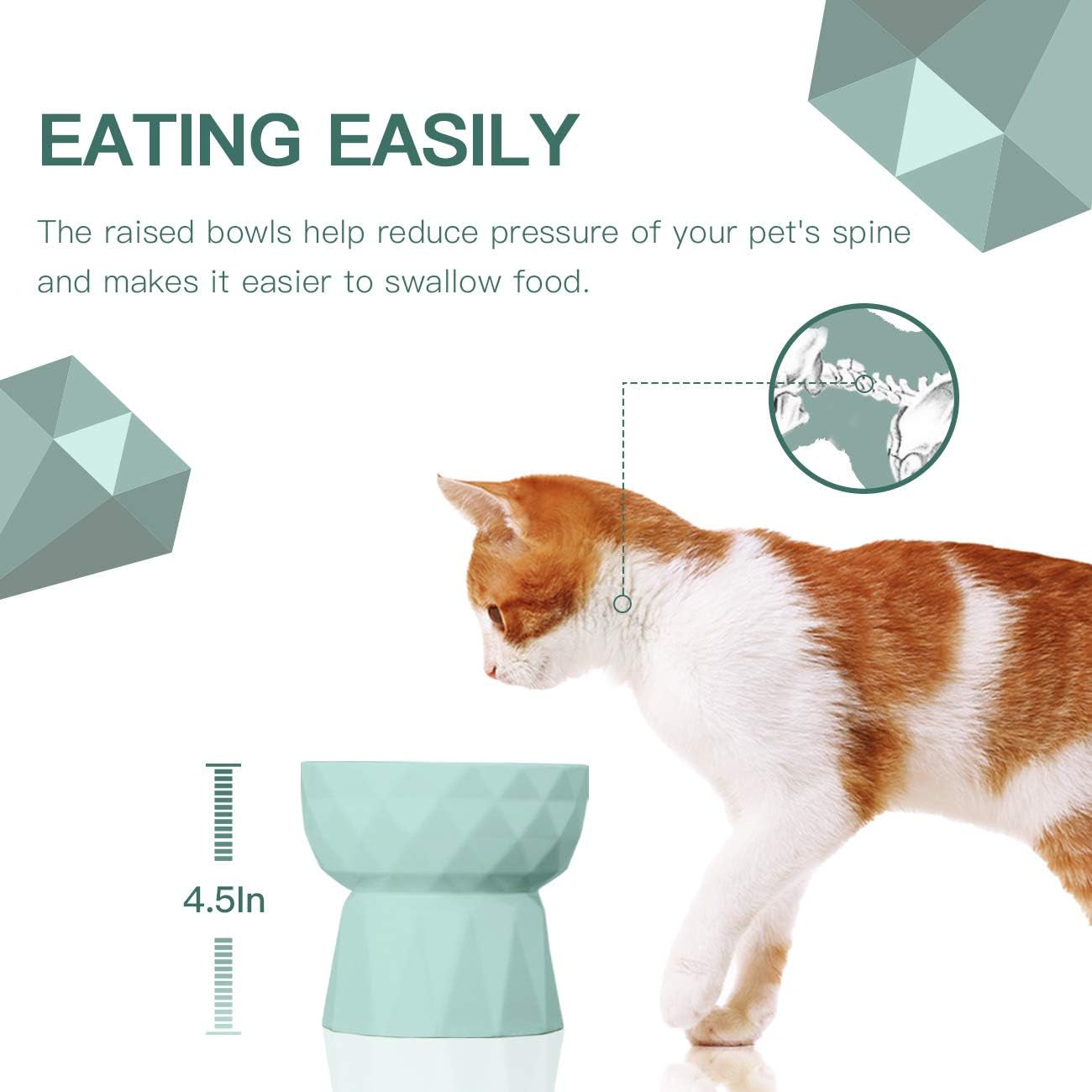 Raised Ceramic Cat Bowl Set for Food & Water