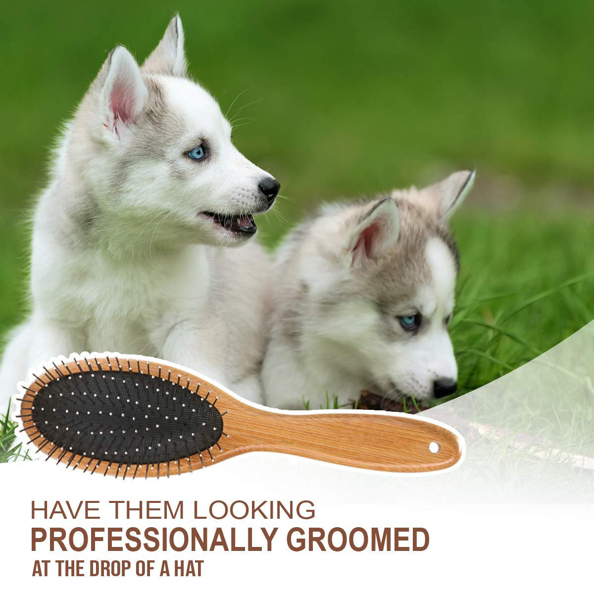 Double-Sided Pet Slicker Brush – Bamboo Grooming Comb for Shedding & Tangles