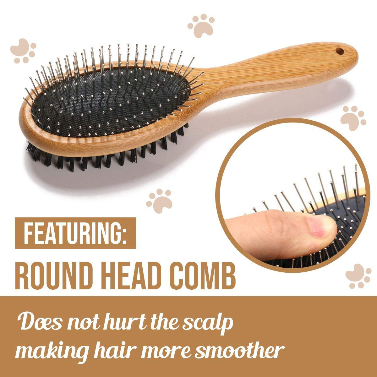 Double-Sided Pet Slicker Brush – Bamboo Grooming Comb for Shedding & Tangles