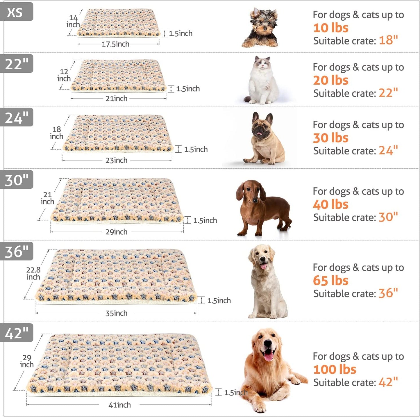 Washable Dog Crate Pad – Ultra-Soft Reversible Fleece Kennel Mat