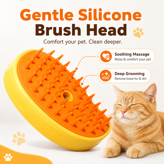 Electric Steam Pet Grooming Brush – Silicone Hair Remover Comb for Cats & Dogs