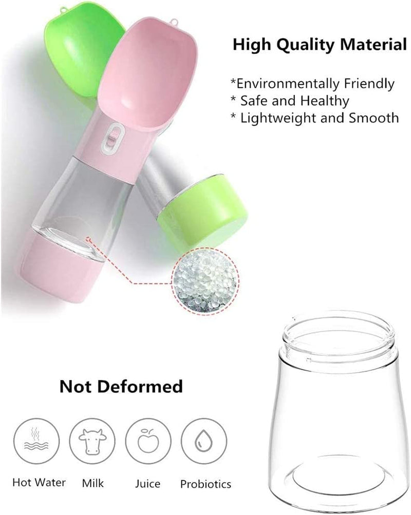Leak-Proof Portable Dog Water Bottle – Travel Dispenser with Food Container