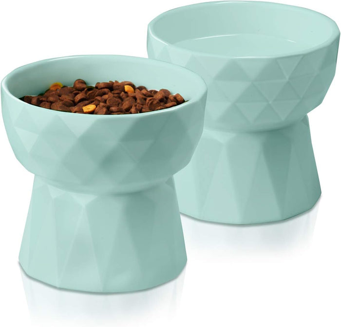 Raised Ceramic Cat Bowl Set for Food & Water