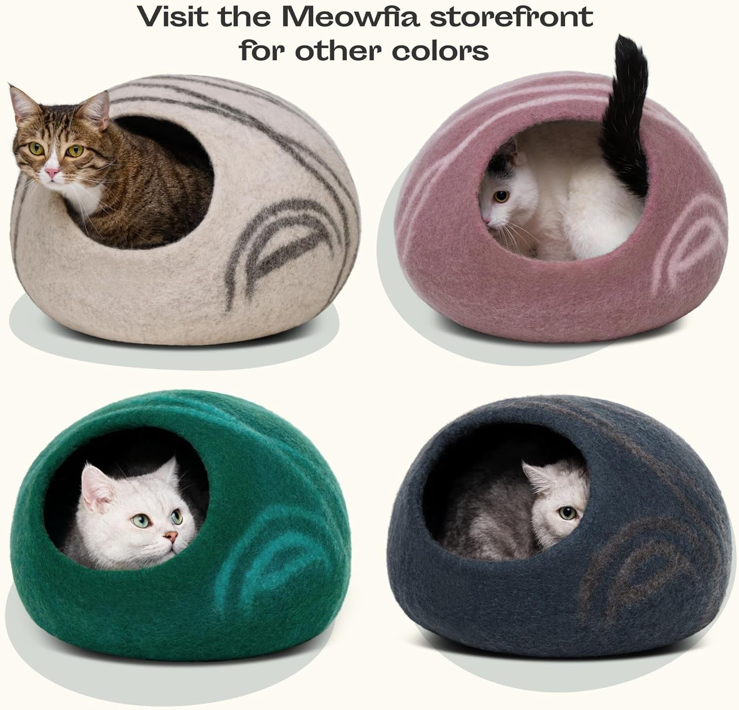 Premium Felt Cat Cave Bed – Handmade Wool Hideaway for Indoor Cats