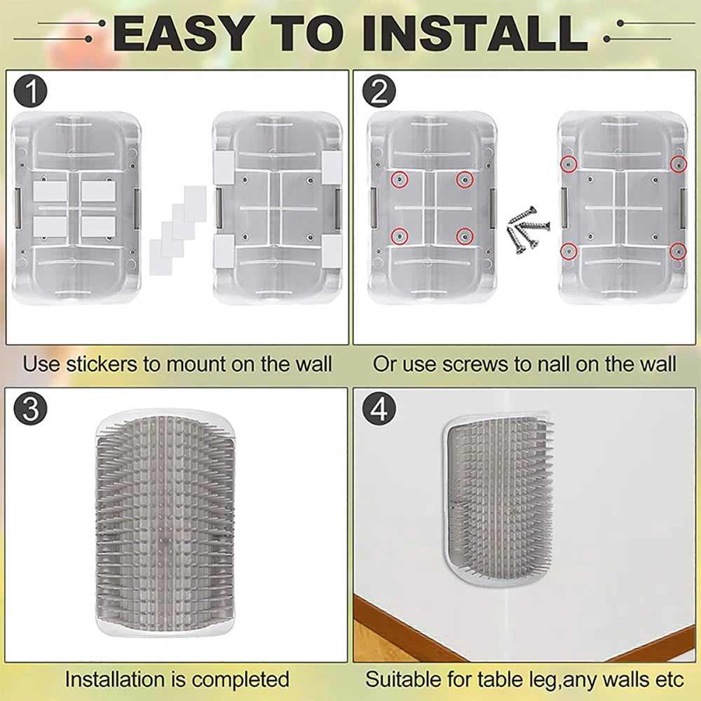Self-Grooming Cat Scratcher & Massager – Removes Loose Fur While Your Cat Brushes Itself
