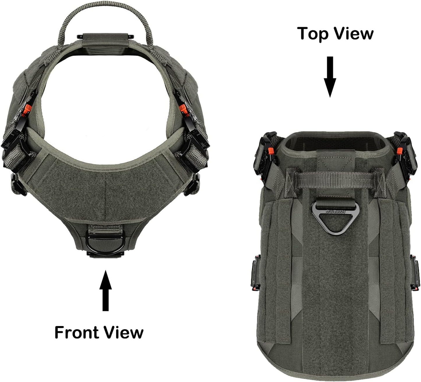 Heavy-Duty No-Pull Tactical Dog Harness with Handle – Adjustable MOLLE K9 Vest for Large Dogs
