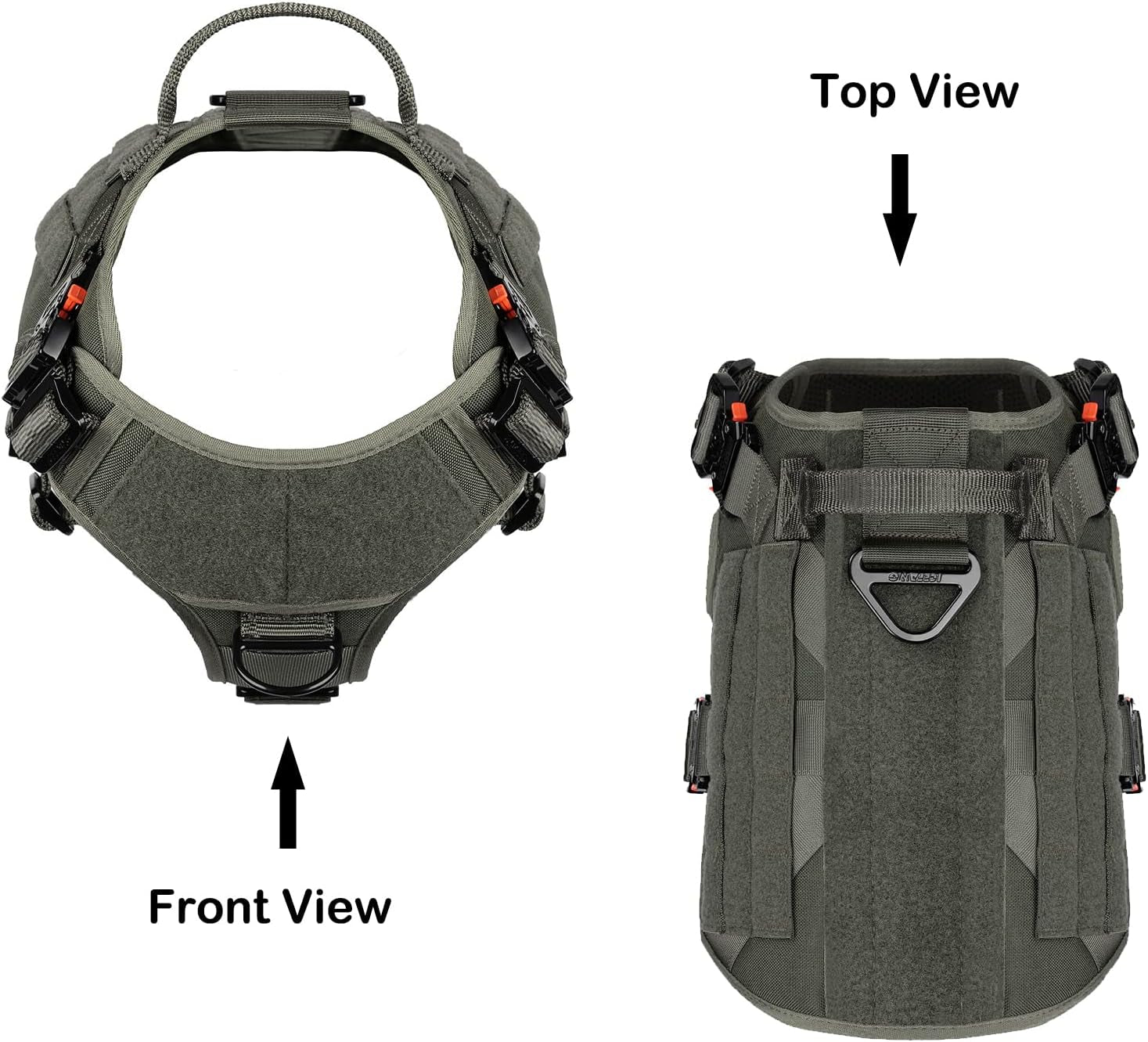Heavy-Duty No-Pull Tactical Dog Harness with Handle – Adjustable MOLLE K9 Vest for Large Dogs